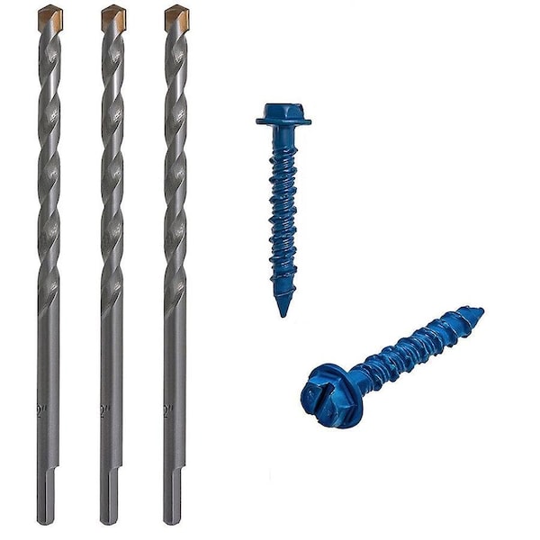 3/16-inch x 2-1/4-inch Climaseal Blue Slotted Hex Head Concrete Screw Anchors w/Drill Bit, 225PK
